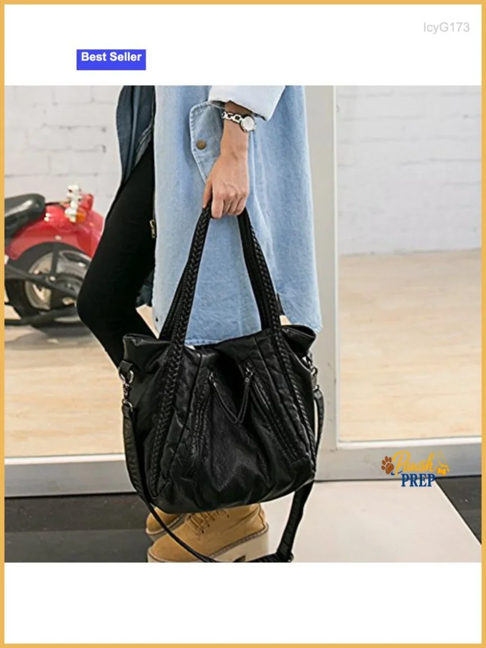Slouchy Shoulder Tote Hobo Purse, Vegan Leather Braided Handbag